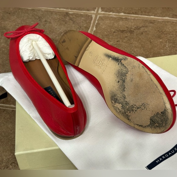 MARGAUX Size 7 WIDE The Demi Nappa Leather Ballet Flat in Scarlett Nappa - Picture 5 of 11
